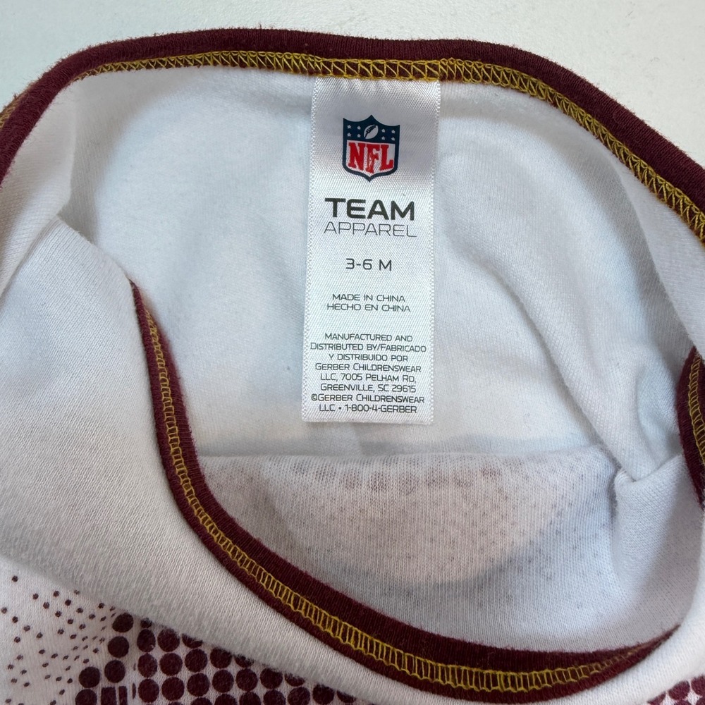 Washington Commanders NFL Team Apparel Bodysuit Kids 3-6M White Long Sleeve - Picture 5 of 8
